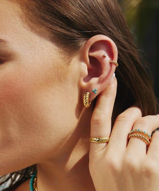 Alternative view of Ania Haie Gold Bold Texture Medium Hoop Earrings