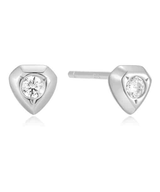 Ania Haie Silver Sparkling Shield Stud Earrings