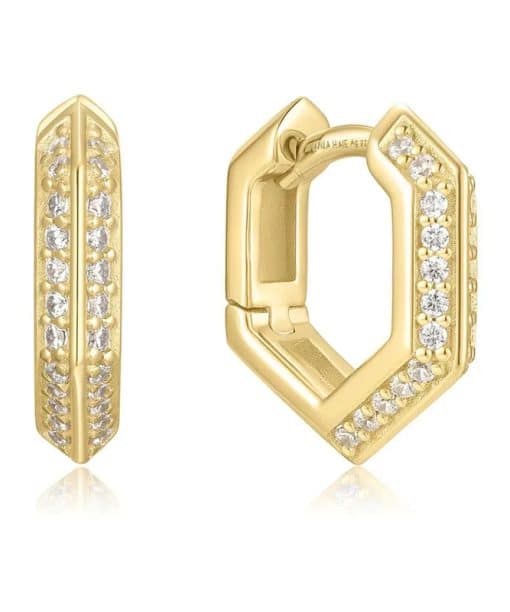 Ania Haie Gold Sparkling Shield Hoop Earrings