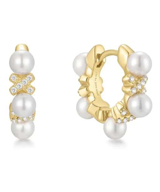 Ania Haie Gold Sparkling Braided Shell Pearl Earrings