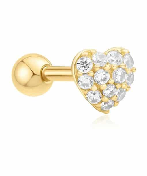 Ania Haie Gold Pave Heart Barbell Single Earring