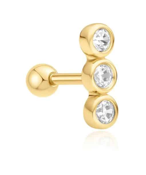 Ania Haie Gold Triple Stone Bezel Barbell Single Earring