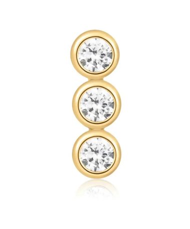 Alternative view of Ania Haie Gold Triple Stone Bezel Barbell Single Earring