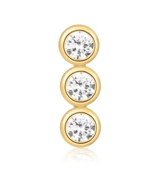Alternative view of Ania Haie Gold Triple Stone Bezel Barbell Single Earring