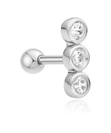 Ania Haie Silver Triple Stone Bezel Barbell Single Earring