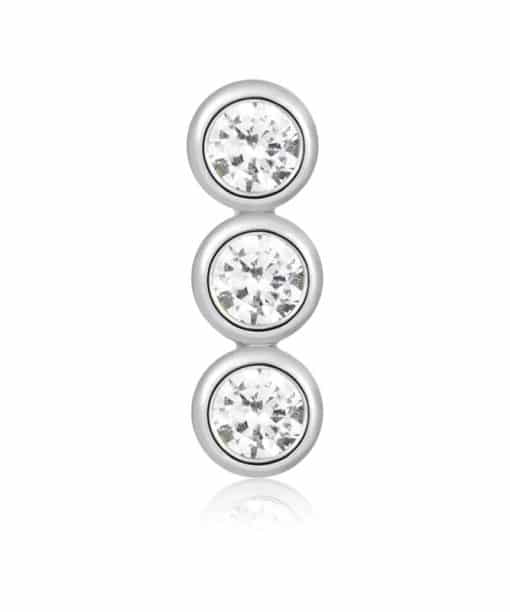 Alternative view of Ania Haie Silver Triple Stone Bezel Barbell Single Earring