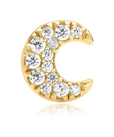 Alternative view of Ania Haie Gold Pave Crescent Moon Barbell Single Earring