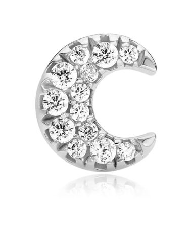 Alternative view of Ania Haie Silver Pave Crescent Moon Barbell Single Earring
