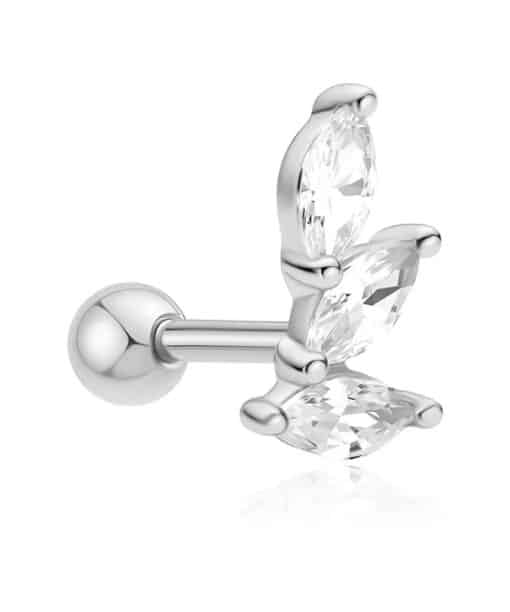 Ania Haie Silver Triple Marquise Barbell Single Earring
