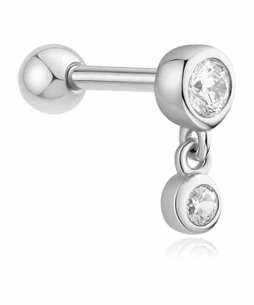 Ania Haie Silver Bezel Dangle Barbell Single Earring