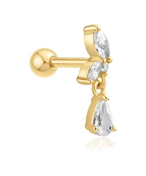 Ania Haie Gold Marquise Dangle Barbell Single Earring