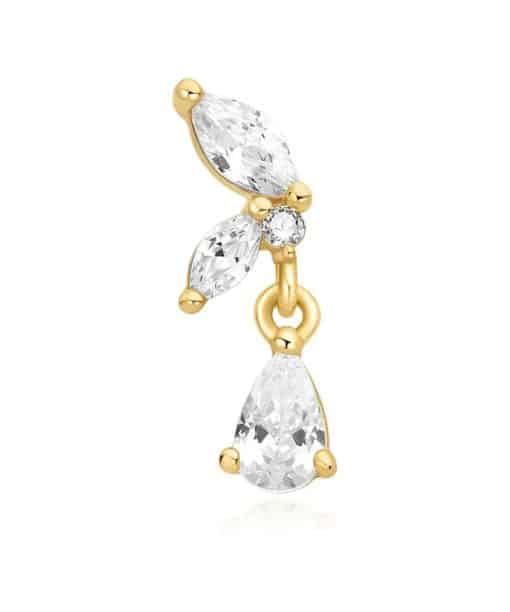 Alternative view of Ania Haie Gold Marquise Dangle Barbell Single Earring