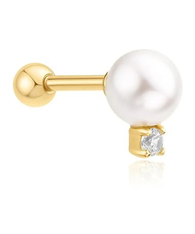 Ania Haie Gold Shell Pearl Sparkling Barbell Single Earring