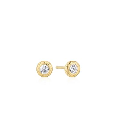 Ania Haie Gold Textured Bezel-Set Stud Earrings