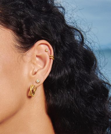 Alternative view of Ania Haie Gold Textured Bezel-Set Stud Earrings
