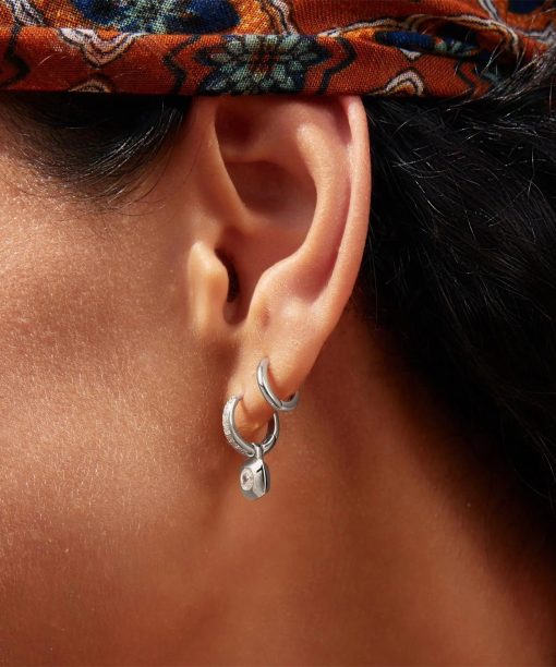 Alternative view of Ania Haie Silver Modern Bezel-Set Huggie Hoop Earrings