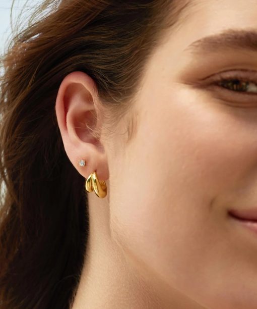 Alternative view of Ania Haie Gold Dome Huggie Hoop Earrings