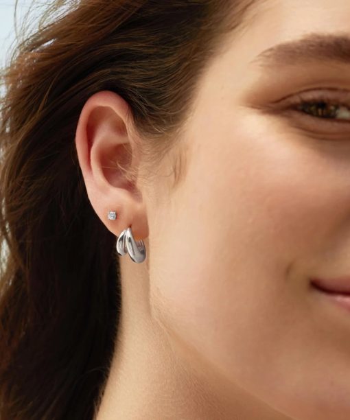 Alternative view of Ania Haie Silver Dome Huggie Hoop Earrings