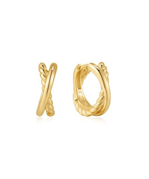 Ania Haie Gold Entwined Dual Huggie Hoop Earrings