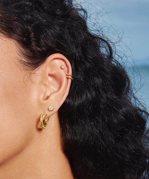 Alternative view of Ania Haie Gold Entwined Dual Huggie Hoop Earrings