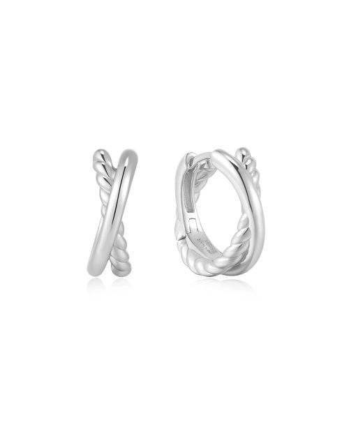 Ania Haie Silver Entwined Dual Huggie Hoop Earrings