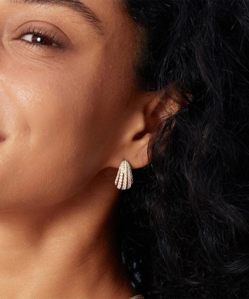 Alternative view of Ania Haie Gold Pavé Shrimp Stud Hoop Earrings