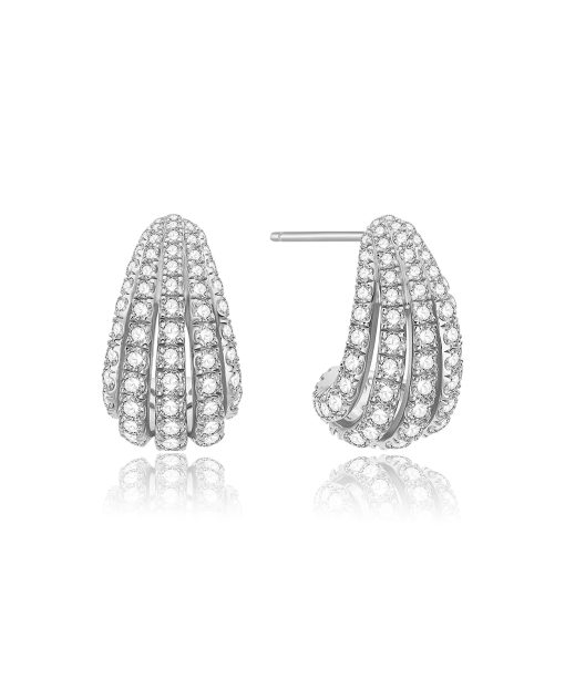 Ania Haie Silver Pavé Shrimp Stud Hoop Earrings
