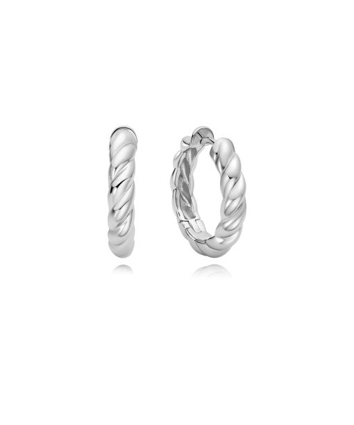 Ania Haie Silver Twisted Huggie Hoop Earrings
