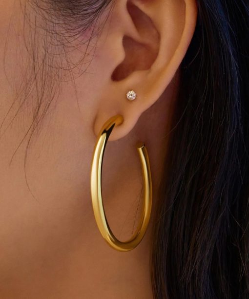 Alternative view of Ania Haie Gold Classic Tube Large Hoop Earrings