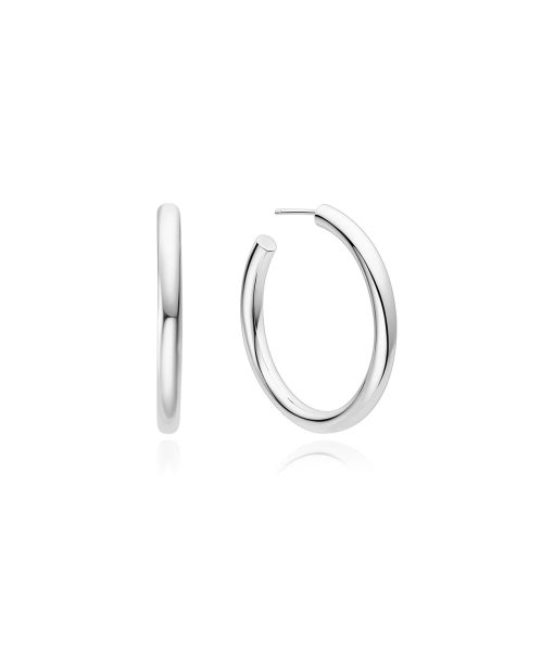Ania Haie Silver Classic Tube Large Hoop Earrings