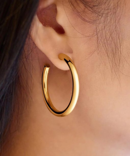 Alternative view of Ania Haie Gold Classic Tube Oversized Hoop Earrings