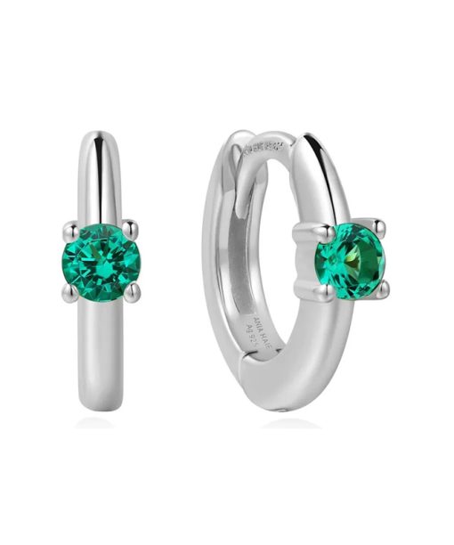 Ania Haie Silver Green Huggie Hoop Earrings