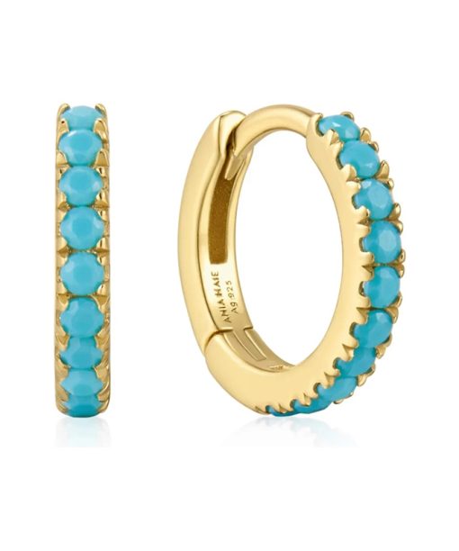 Ania Haie Gold Aqua Blue Row Huggie Hoop Earrings