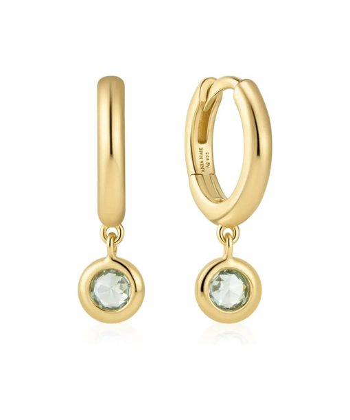 Ania Haie Gold Dangling Mint Green Hoop Earrings