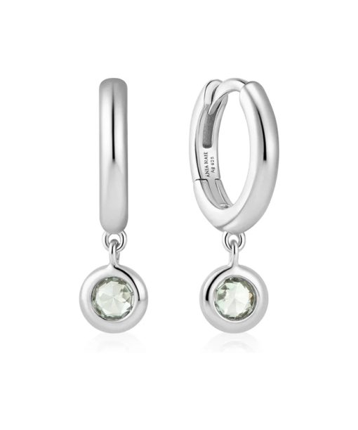 Ania Haie Silver Dangling Mint Green Hoop Earrings