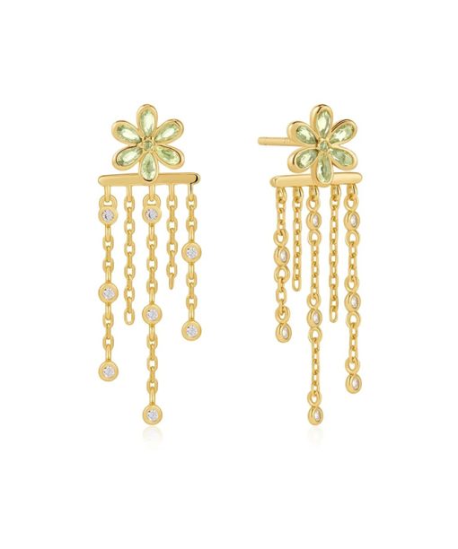 Ania Haie Gold Floral Tassel Drop Stud Earrings