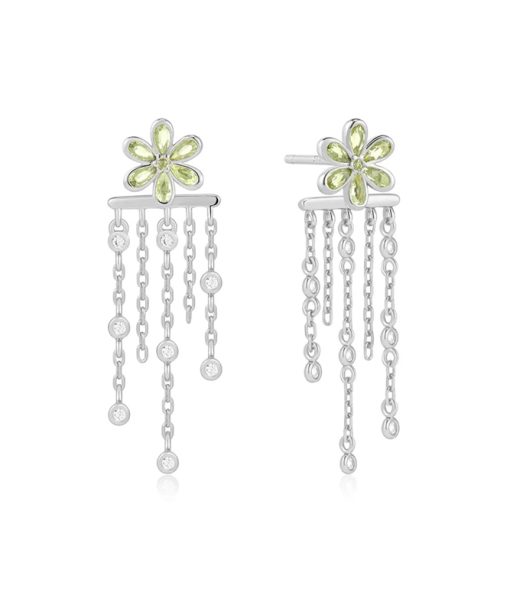 Ania Haie Silver Floral Tassel Drop Stud Earrings