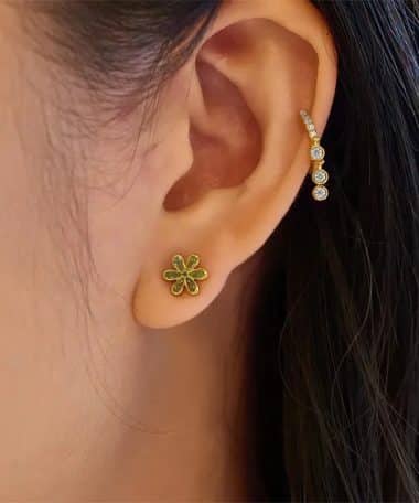 Alternative view of Ania Haie Gold Mint Green Floral Stud Earrings