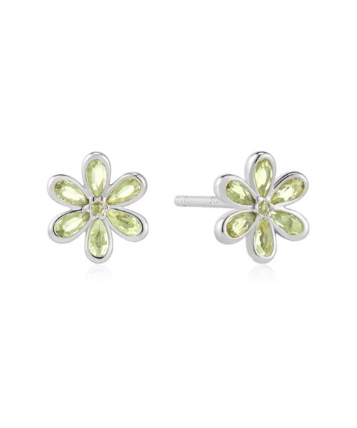 Ania Haie Silver Mint Green Floral Stud Earrings