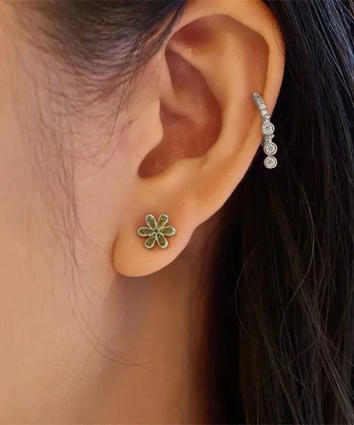 Alternative view of Ania Haie Silver Mint Green Floral Stud Earrings