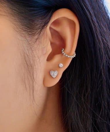 Alternative view of Ania Haie Silver Pavé Heart Stud Earrings