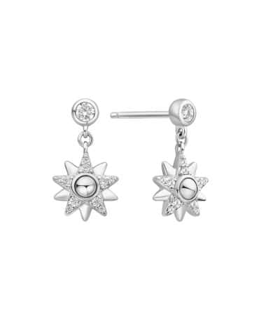 Ania Haie Silver Sunburst Dangle Stud Earrings