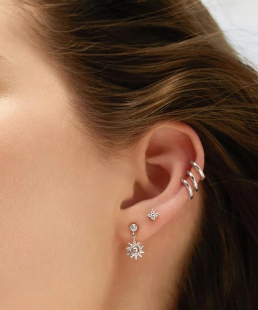 Alternative view of Ania Haie Silver Sunburst Dangle Stud Earrings