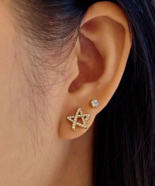 Alternative view of Ania Haie Gold Asymmetric Five-Point Star Stud Earrings