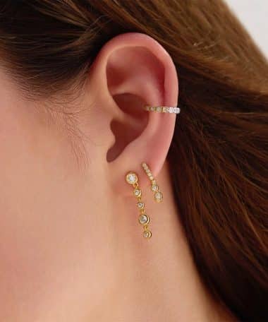 Alternative view of Ania Haie Gold Trio-Drop Huggie Hoop Earrings