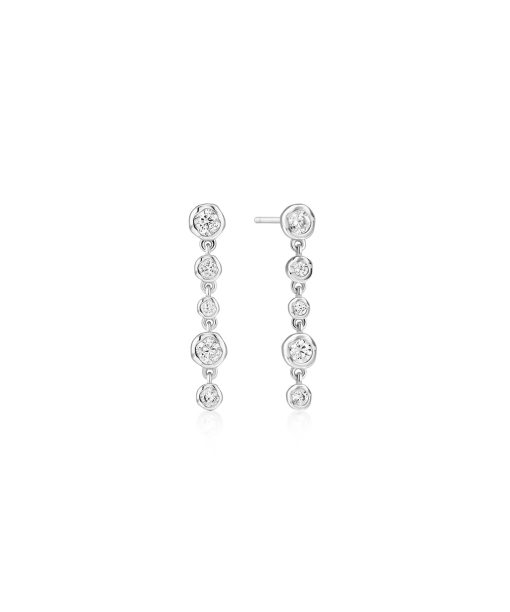 Ania Haie Silver Molten Cascade Bezel-Set Drop Stud Earrings