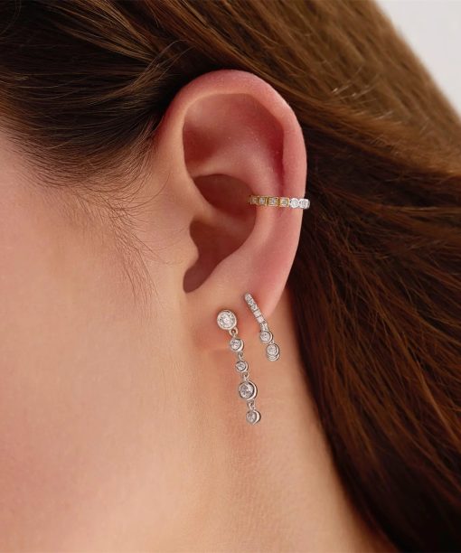 Alternative view of Ania Haie Silver Molten Cascade Bezel-Set Drop Stud Earrings