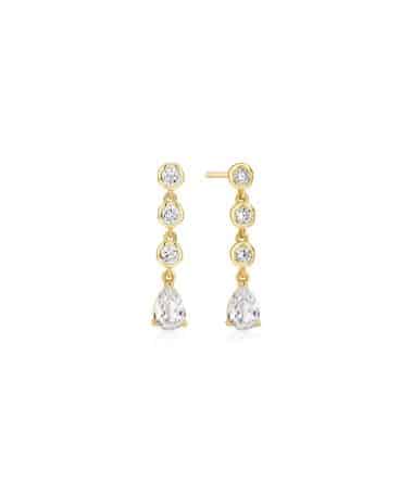 Ania Haie Gold Molten Cascade Bezel-Set Teardrop Stud Earrings
