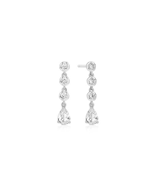 Ania Haie Silver Molten Cascade Bezel-Set Teardrop Stud Earrings