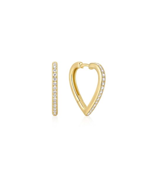 Ania Haie Gold Medium Sparkle Heart Huggie Hoop Earrings